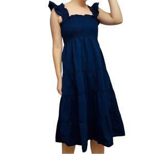 Hill House Navy Blue Ellie Midi Dress--Size L